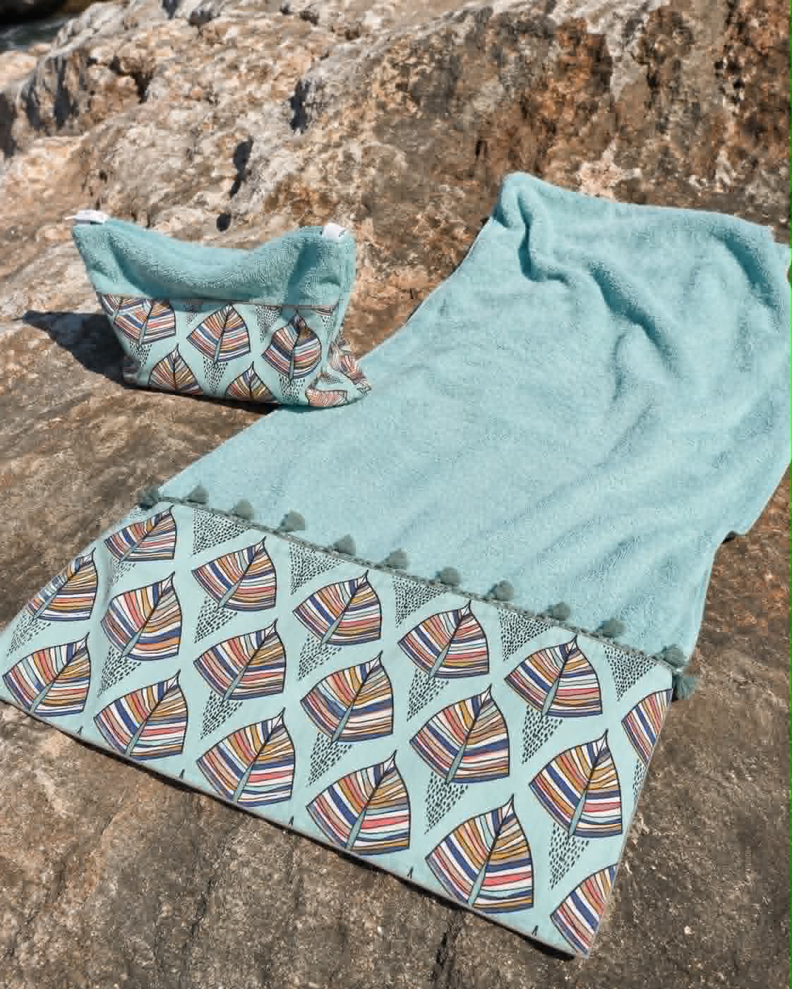 Oversized Beach Towel“Boho Leaves”